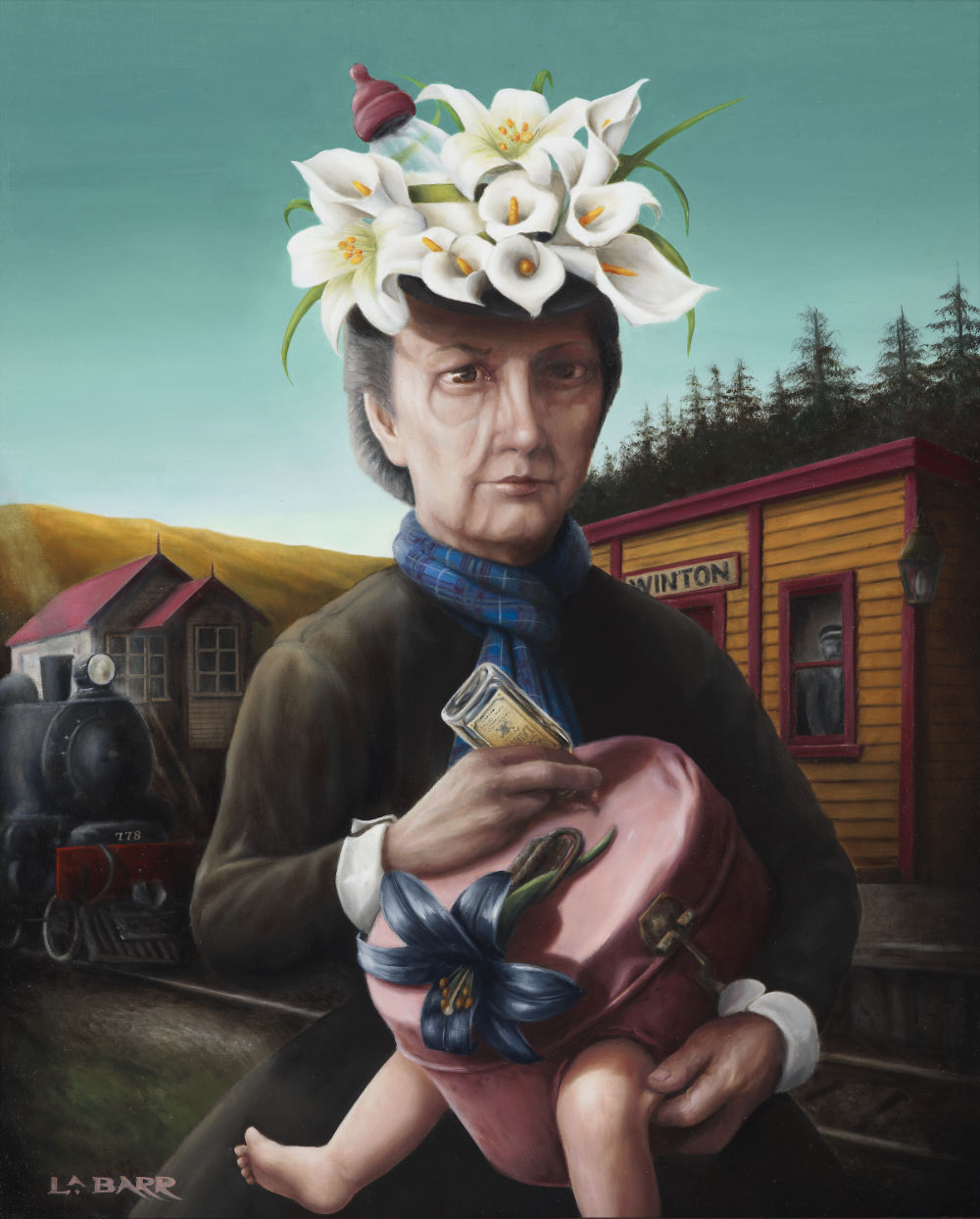 Contemporary oil painting of the notorious babay farmer Minnie Dean